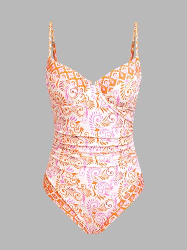 Image of CUPSHE Women's Underwire One Piece Swimsuit V Neck Ruched Bathing Suit