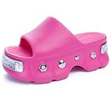 YURTKUMAS Women Platform Sandals Open Toe Chunky Flatform Slides Sandals Fashion Slip On Summer Beach Sandals Casual Dressy Female Platform Slides for Vacation Comfort Wedges Slide