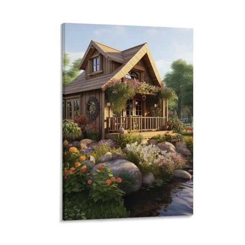 Peintures sur toile haute définition : art mural de caractère cottage 30x45cm