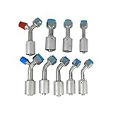 Wisepick 9 Pcs Aluminium Air Conditioning #6, #8 and #10 AC Fitting Set Female,Oring, Beadlock Straight 180° and 45° Degree, R134a High and Low Pressure Valve