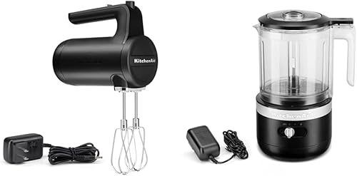 KitchenAid KHMB732 - Batidora de mano inalámbrica de 7 velocidades y picadora de alimentos inalámbrica de 5 tazas - KFCB519