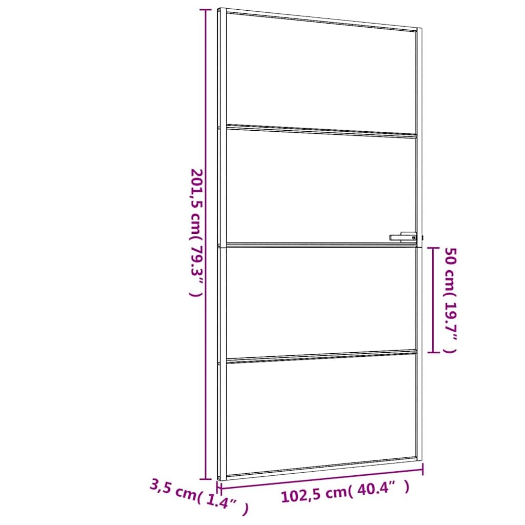 Drzwi wewnętrzne wąskie czarne 102,5 x 201,5 cm szkło hartowane i aluminiumSprzęt Materiały budowlane Drzwi domowe