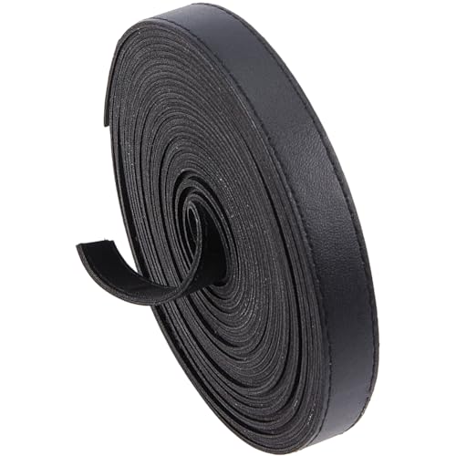 GORGECRAFT 5M x 15mm Black Imitation Leather Cord, 2mm Thick, Double-Sided, Flat, for DIY Crafts Handle Wrap, Belt
