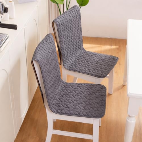 Image of HOMETHREADS Non-Slip Chair Cover-Universal Fit for Kitchen & Dining Chairs-Cushioned Comfort - Stylish Machine Washable Seat Cover -145x45Cm (Grey, Pack of 2)
