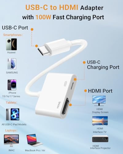 image for Microwoo USB C to HDMI Adapter, Type C to 4K HDMI Adapter with 100W PD
