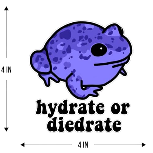 Image of eDesign 2-Pack Hydrate or Diedrate Frog Bumper Sticker Decal - 4 Inches - for Waterbottle Car Truck SUV Van Window Bumper Wall Laptop Tablet Cup Tumbler and Any Smooth Surface