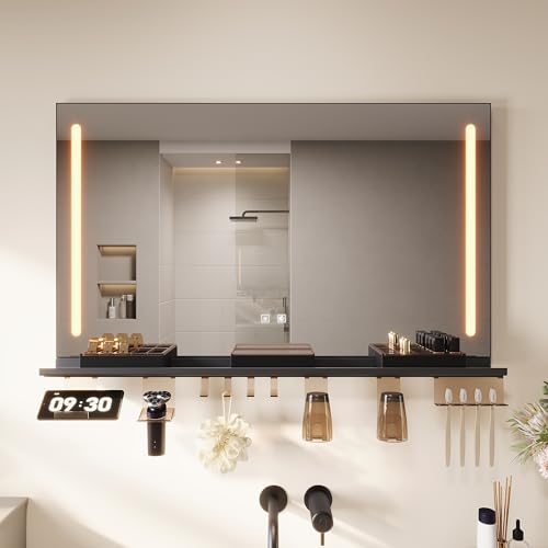 SONNI Badezimmerspiegel mit Beleuchtung 100x60 cm, LED Badspiegel mit...