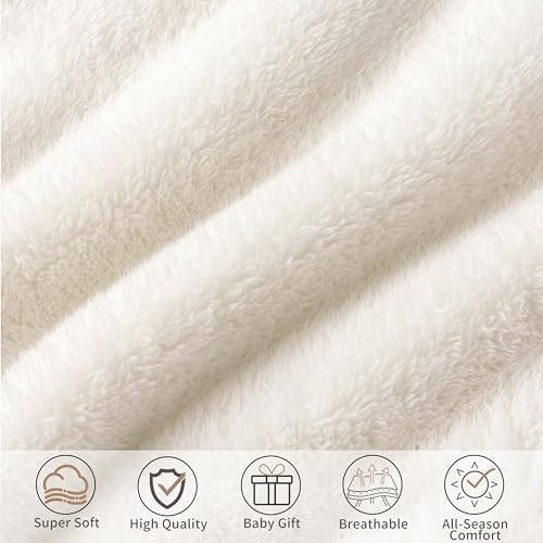 Image of Pro Goleem Fleece Baby Blanket with 2 Inch Satin Trim Soft Anti-Static Plush Blanket for Boys and Girls Christmas Baby Gifts for Babies 30''x40''，White