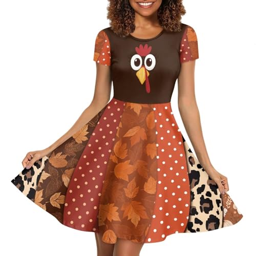 Image of Irisjudy T Shirt Dress for Women Short Sleeve Girls Short Sleeve Dress Plus Size, O Neck Knee Length Midi Dress for Ladies