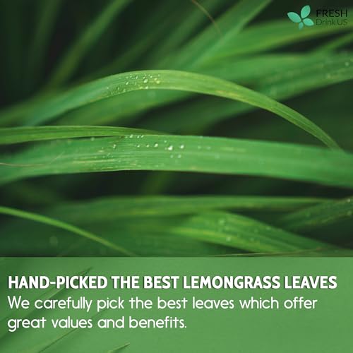 Image of FRESHDRINKUS Lemongrass Leaf Tea Bags, 30 Count, 100% Natural & Pure, No Sugar, No Caffeine, No Gluten, Vegan, Herbal Tea