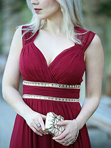 Ever-Pretty Womens Long Sleeveless V-Neck Simple Elegant Prom Dress 14 US Burgundy