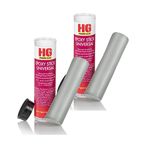HG POWER GLUE - Epoxy Stick - Kit de réparation, kit de réparation à deux composants, pâte à modeler, pâte, adhésif puissant pour métaux, bois et plus (2x 56g) Cover