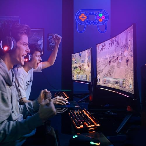 Image of Gaming Neon Sign Acrylic Led Game Neon Light Sign for Gamer Dimmable Bedroom Decor, USB Powered, 16.5x11.8 Inch