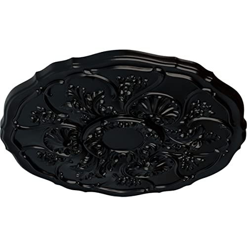 Image of Ekena Millwork CM22CNBLF Cornelia Ceiling Medallion, 22 1 /2 OD x 1 1 /2 P, Jet Black