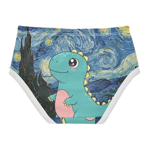 Cute Dino Starry Night Toddler Girls Underwear, Kids Underwear Girls, 2T–8 Years2