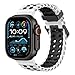 Produktbild Astorgos Ozeanband Kompatibel mit Apple Watch Ultra 2/Ultra 49mm,S10 46mm,9/8/7 45mm,SE2/SE/6/5/4 44mm,3/2/1 42mm, Verstellbares Atmungsaktives Sportarmband für Männer und Frauen, Weiß/Schwarz