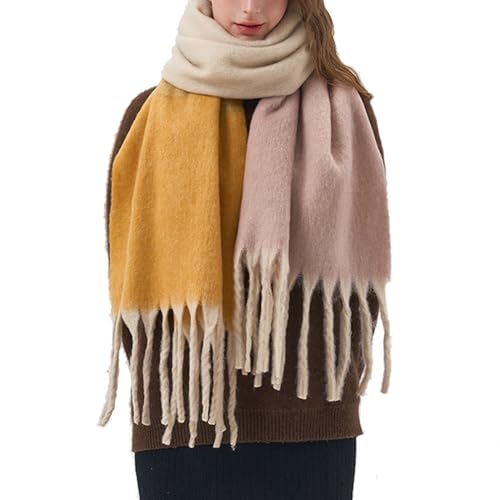 Yoawdats Women Winter Warm Scarf Elegant Three Tone Gradient