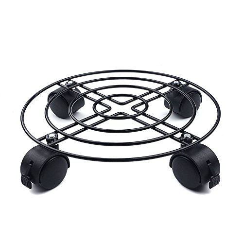 Round Plant Flower espositore metal pot mensola scaffale per esterni con ruote removibile Carrello porta-fiori Base porta-piante Portapianti Impianto Portabagagli per carichi pesanti Nero 35 * 6 cm