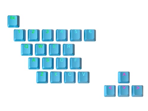 Ranked Gummi-Tastenkappen-Set | Doppelschuss Durchscheinend | OEM-Profil für Mechanische Gaming-Tastatur ( Neon Blue , 23 Tasten )