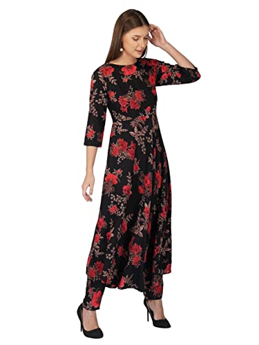 Image of rytras Women Rayon Anarkali Kurta With Pant And Dupatta Set