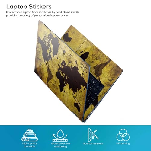 Image of Galaxsia World Map Grunge Full Body Vinyl Laptop Skin /Sticker /Cover Upto 15.6 Inches Laptops Laminated-Removable-HD Quality Compatible for Hp-Dell-Sony-Lenovo-Asus etc.(15x10 Inches)
