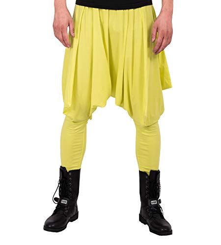 ellazhu Men Baggy Casual Hippie Waist Yoga Low Crotch Harem Pants GYM22 Yellow M