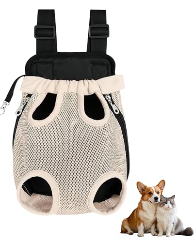 Thapncow Verstellbarer Haustierrucksack für Hunde, tragbarer, atmungsaktiver Katzenrucksack, Verstellbarer Hunderucksack，Brusttasche, vierbeiniger Rucksack