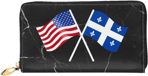 American And Quebec Flag Wallet Card Bag