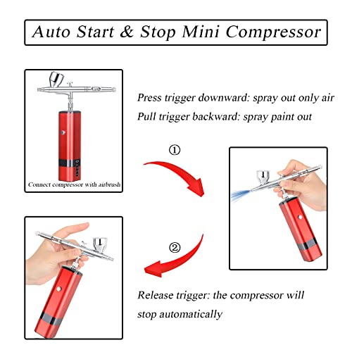Image of Portable handhold Cordless Airbrush kit with Compressor auto Stop use Compatible with Many Different Airbrush pens for Multipurpose Spray