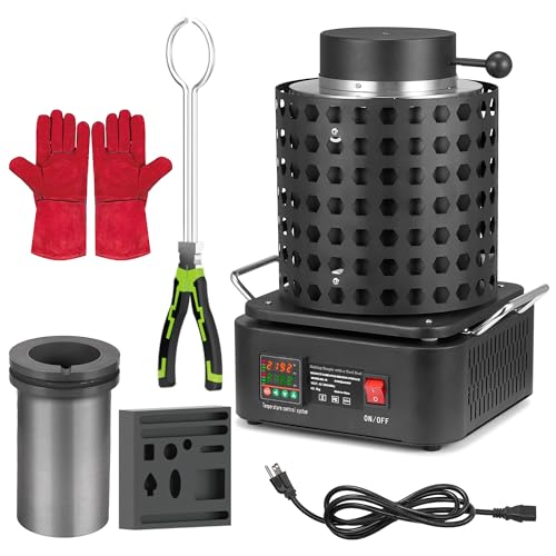 5KG Gold Melting Furnace Kit, 2500W 2192℉ Automatic Digital Electric Smelting Furnace with Graphite Crucible, Ingot Mold Tools for Melting Gold, Silver, Copper, Aluminum