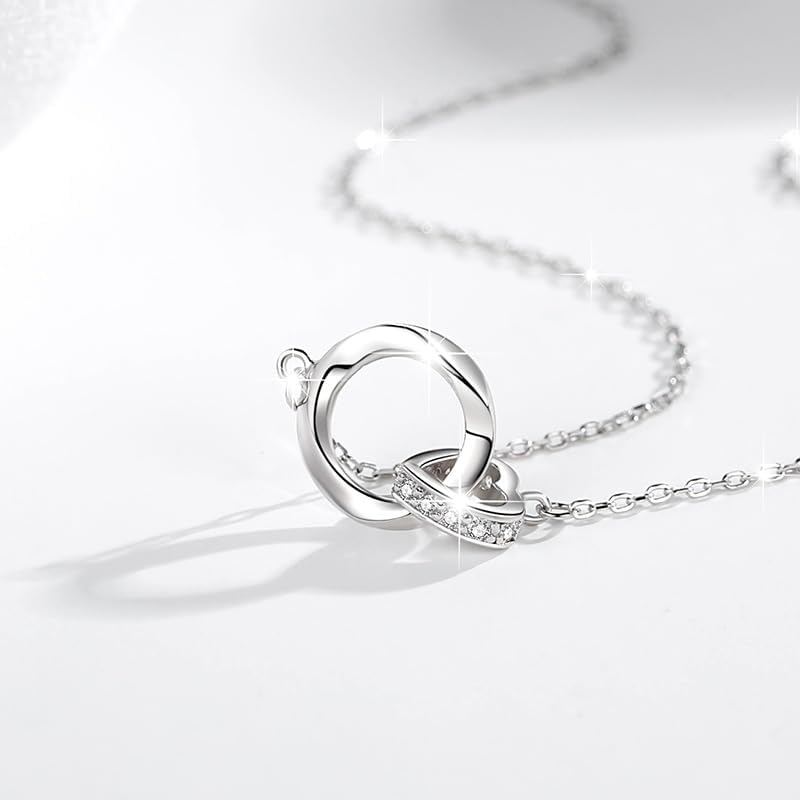 S925 Sterling Silver Necklace for Women-Möbius Strip Eternal Love Chain necklaces,Gold,White Gold Exquisite Circle Necklace,Gift for Girlfriends,lovers,Friends,for Christmas,Valentine's Day,Birthday - Image 3