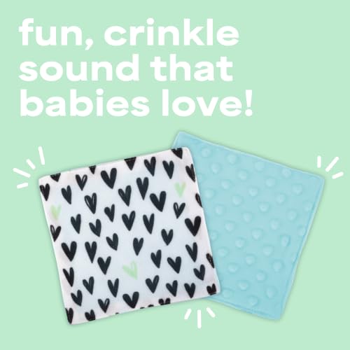 Image of S&T INC. Aura Crinkle Squares Baby Toys, 6 Inch x 6 Inch, Dinosaur Hearts, 2 Pack