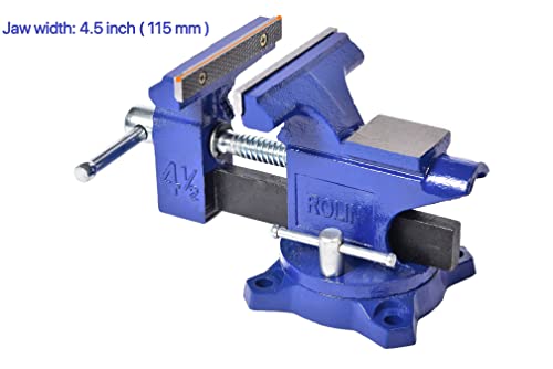 Rolin Vise Bench Vise 4-1/2 Inch With 240 Degree Swivel Base Clamp Tools Home Vises Rotation Base - Image 7