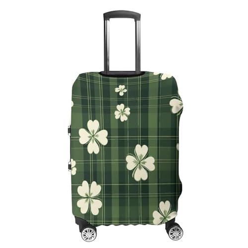 Green Plaid Checkered Shamrocks Travel Luggage Cover for Suitcase 19-32 Inches Elastic Washable Baggage Protector4