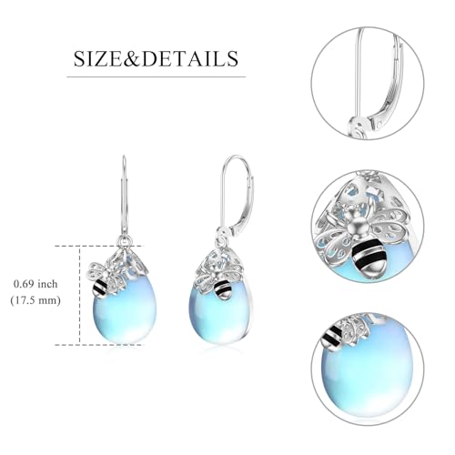 Image of TIGER RIDER Bee /Butterfly /Scorpion /Cactus /Leaf /Beetle 925 Sterling Silver French Clasp Leverback Earrings Amber /Crystal /Citrine /Moonstone /Obsidian /Jade /Rose quartz Pendant Jewelry Gift for Women