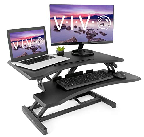 VIVO Black Height Adjustable 33 inch Standing Desk Converter | Sit Stand Ergonomic