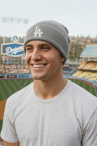Gorro tejido Los Angeles Cuffed Beanie Gris/Blanco miniatura 4