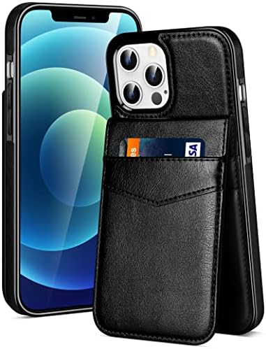 ACOCOBUY Shockproof Case for iPhone 12/iPhone 12 Pro Wallet Case with Card Holder, PU Leather Kickstand Card Slot Case for iPhone 12 Flip Phone Cover Magnetic Protective Case for iPhone 12 Pro Black
