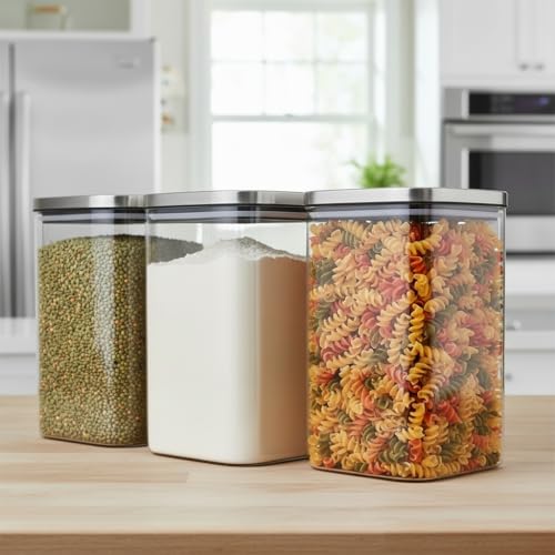 Image of ginoya brothers Airtight Borosilicate Glass Square Jar With Wooden Or Steel Lid Multi-Size, Container for Spices, Coffee, Grains, Snacks & Kitchen Organization (4, STEEL LID, 1250 ML)