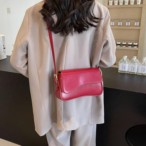Image of Shoulder Bag for women Y2K Crossbody Vegan Leather Purse Straps Retro Clutch Hobo Hadbags with 2 Removable