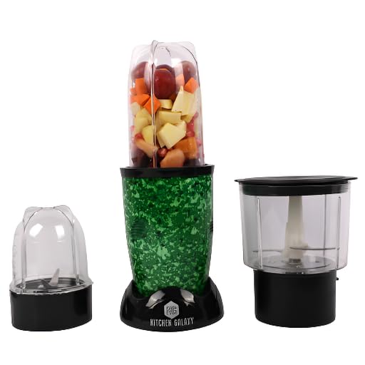 Kitchen Galaxy Bullet Mixer Grinder - 2 Jar Model + Chopper Jar,Printed Series,Slimy Green Color,Powerful 400W 22000RPM motor,Full Copper winding,SS blades,2.5 Years warranty