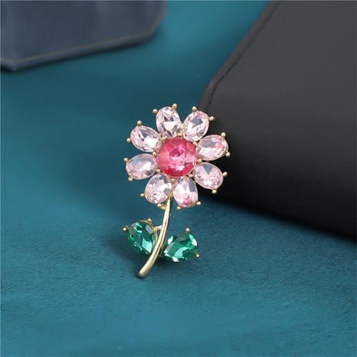 Image of WCRAZYE Sunflower Flower Brooch Pin for Women Girls Elegant Enamel Crystal Rhinestone Yellow Flower Plant Brooch Pin, Charm Sun Flower Coat Brooch for Mom Christmas Valentine's Day Jewelry Gifts