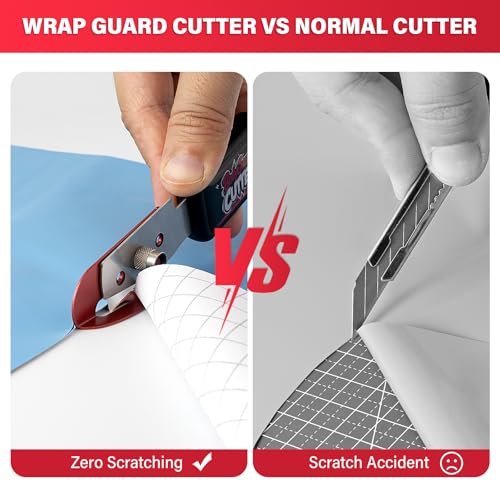 Image of Gomake Vinyl Backing Cutter Bodyguard Vinyl Wrap Cutting Knife, Hidden Blade Wrapping Paper Roll Cutter Vinyl Cutter for Car Tinting and Backing Paper Cutter with 10 Titanium Coated Blades