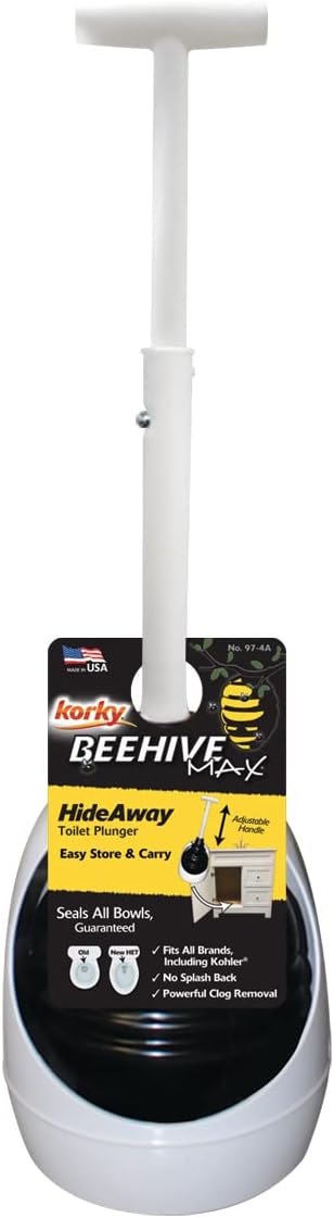 Korky 97-5A BeehiveMAX Toilet Plunger, Black - - 