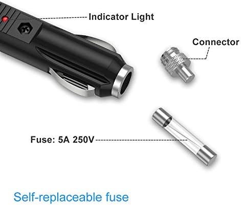 BERLS Universal Car Charger 12V Cigarette Lighter Power Adapter Plug Cable for DVD Player Air Conditioner LED Satellite Navigation Televisions CCTV Camera GPS for Camping and Travelling(LED)