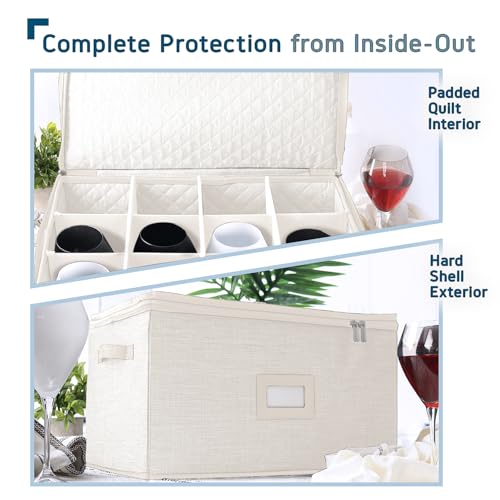 Image of Hearth & Harbor Wine Glass Storage Box with Dividers, Stemware Storage