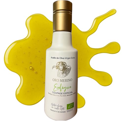 Aceite de Oliva Virgen Extra Ecológico Oro Merino | Antioxidante | Alto en polifenoles y vitamina E | Acidez ultra baja 0,14% | Sin químicos | 250ml