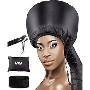 Bonnet Hood Hair Dryer Attachment Set – Soft Adjustable Hooded Bonnet for Hand Held Hair Dryer – Including Head Band for Drying Styling Curling Deep Conditioning
