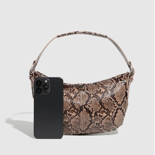 Snakeskin Print Shoulder Handbag for Women Leather Crossbody Purses Top Handle Clutch Bags Cellphone Pouch3