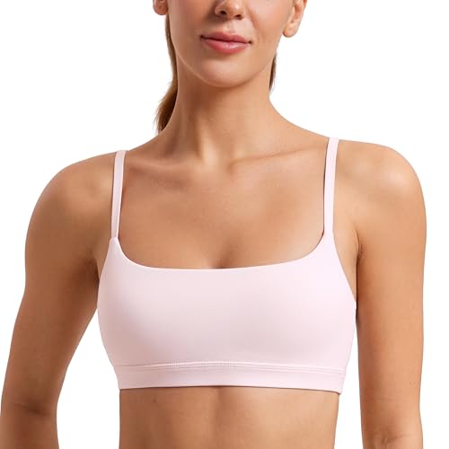 Image of CRZ YOGA Butterluxe Scoop Neck Sports Bras | Light Support, Removable Pads, Yoga, Extremely Soft, U Back, Adjustable Spaghetti Straps, for Women